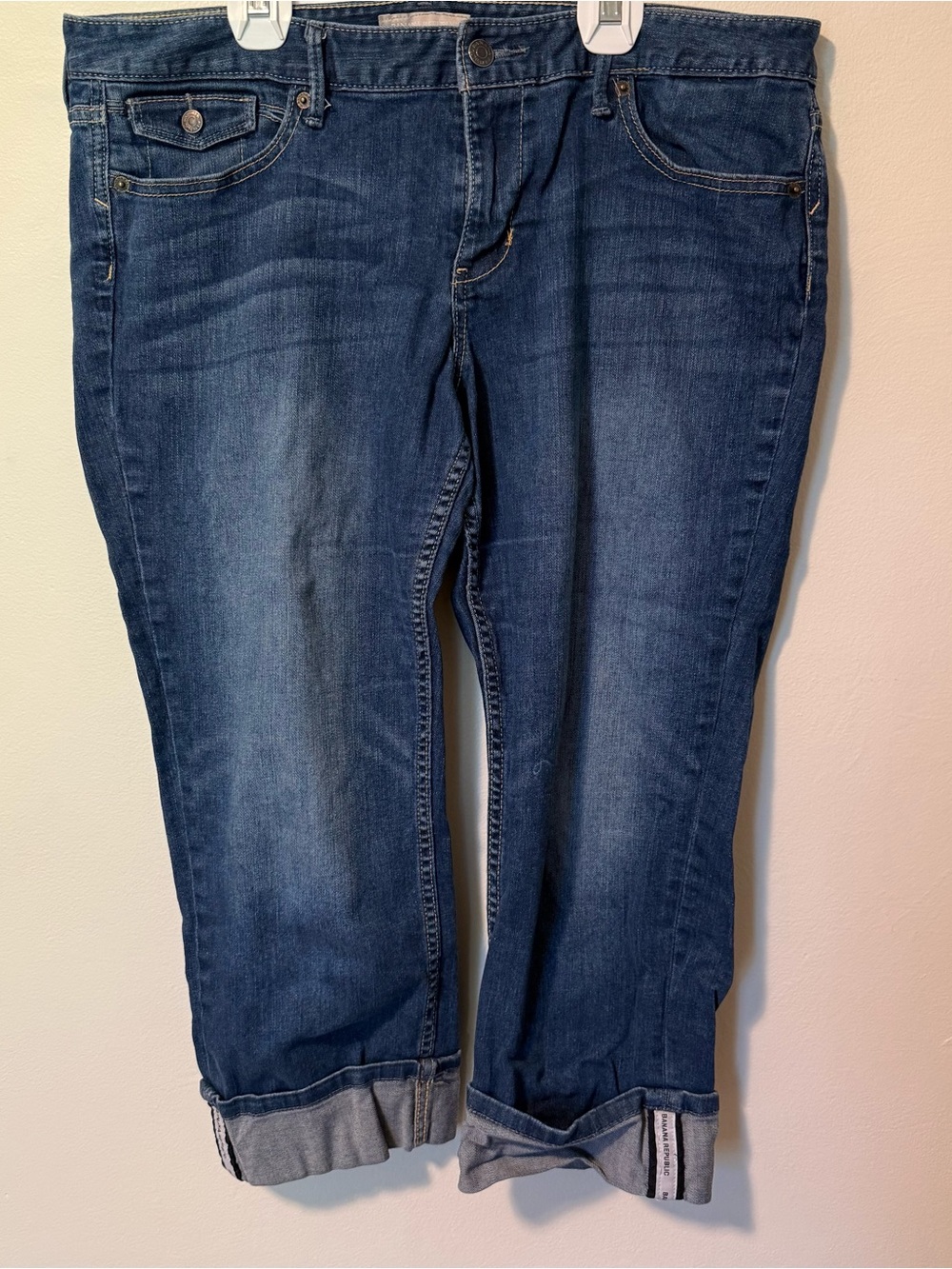 Banana Republic Women's Blue Denim Jean Capris Cuffed Hem Size 14 GUC